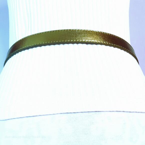 Metallic Olive Green Belt Womens Medium Waist Textured Pattern - Picture 4 of 12